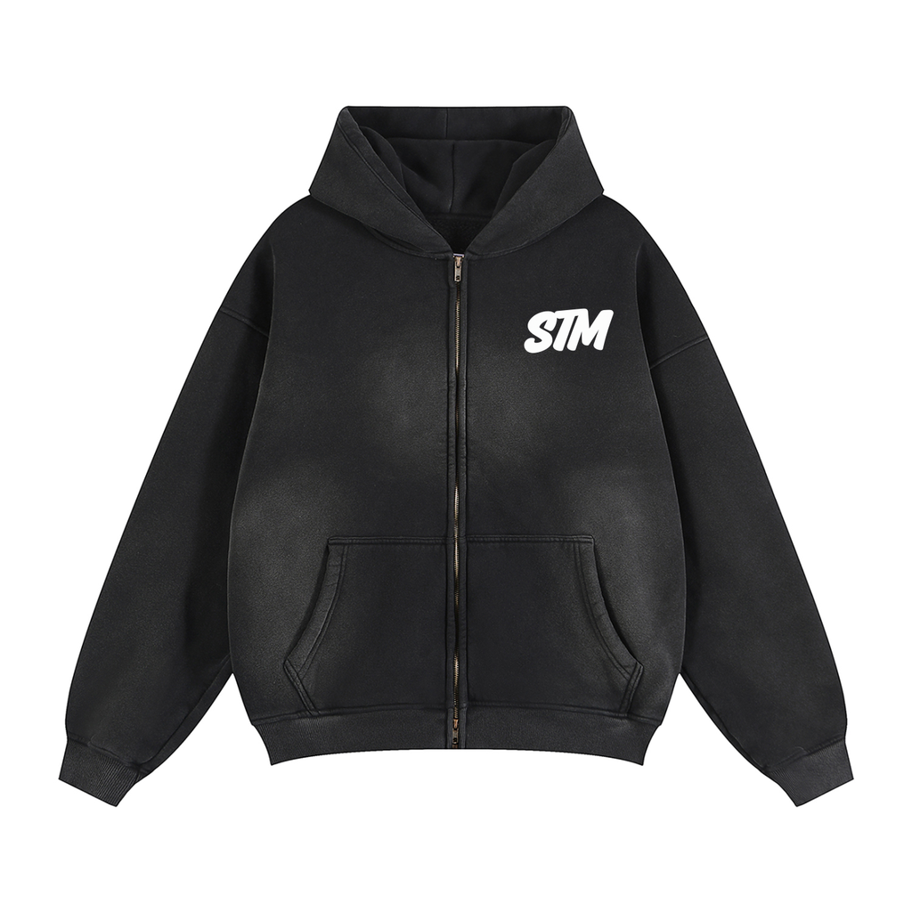 Sunfade Two-way Zipper Boxy Fleece Hoodie