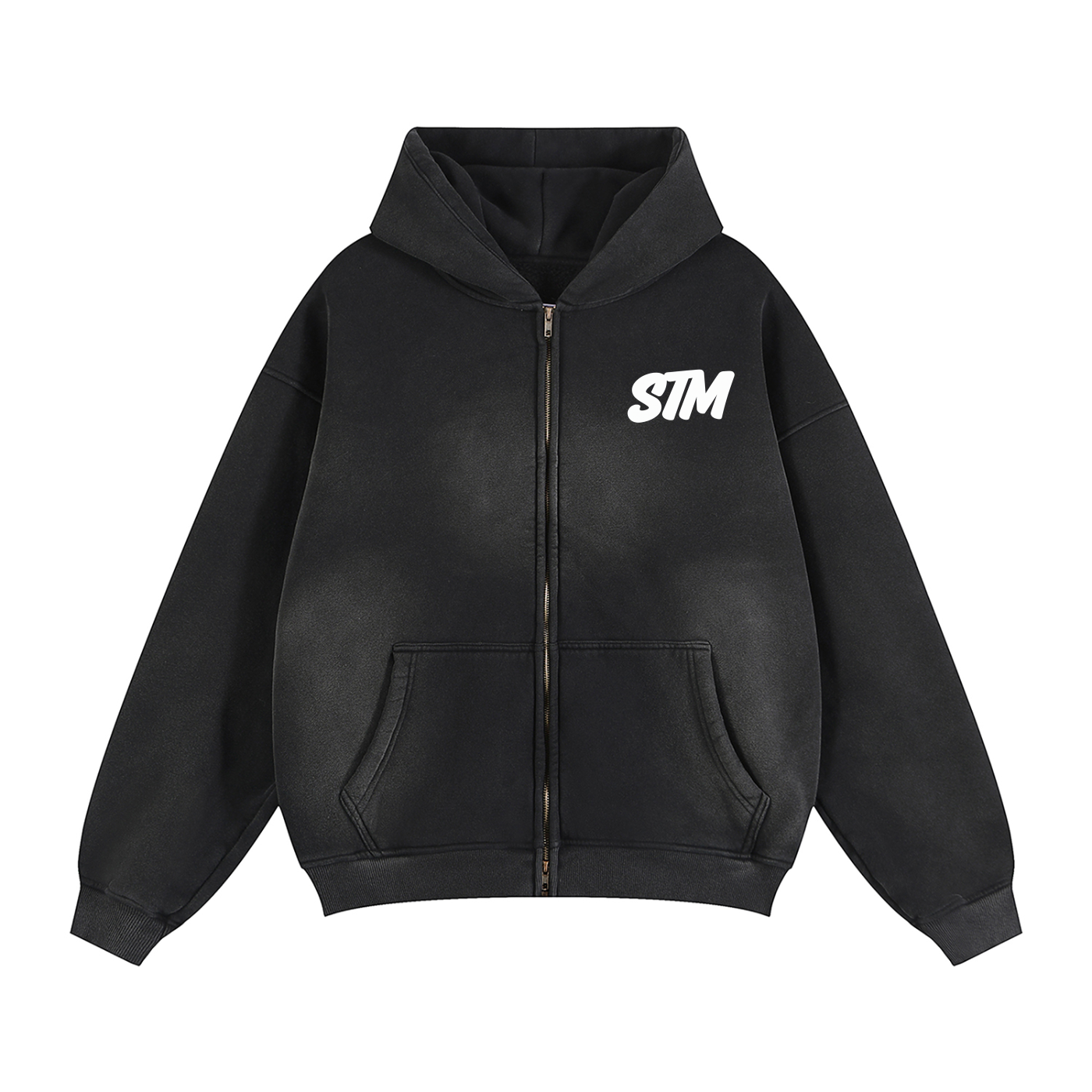 Sunfade Two-way Zipper Boxy Fleece Hoodie